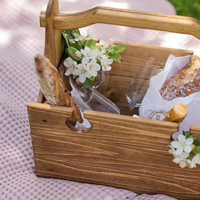 Складная корзина для пикника, Корзина стол на открытом воздухе типа «два-в-одном» стол для пикника с откидным верхом для хранения с изображением деревянной корзины