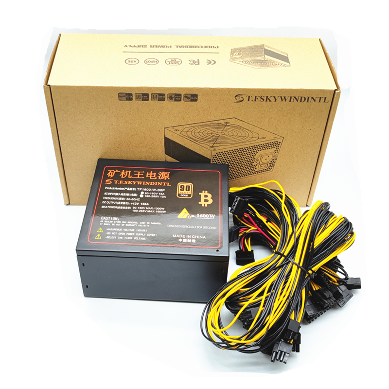 1600 Вт ПК блок питания ATX PSU 110V 220V блок питания ATX золото переключение добыча питание 1600W 1800w, поддержка SMS, телефонный звонок, электронная почта, 6 GPU для ETH BTC эфириума 12V 24PIN