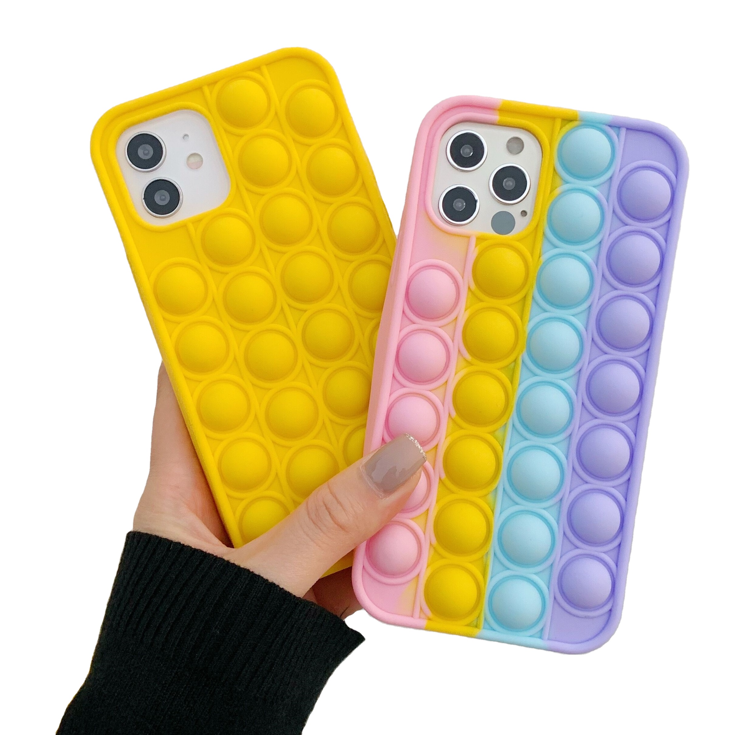 Amazon Top Seller Pops it fidget game phone cover For iPhone 13 12Pro Max 11 7 8 plus 3D Candy Color Rainbow Silicone Phone case