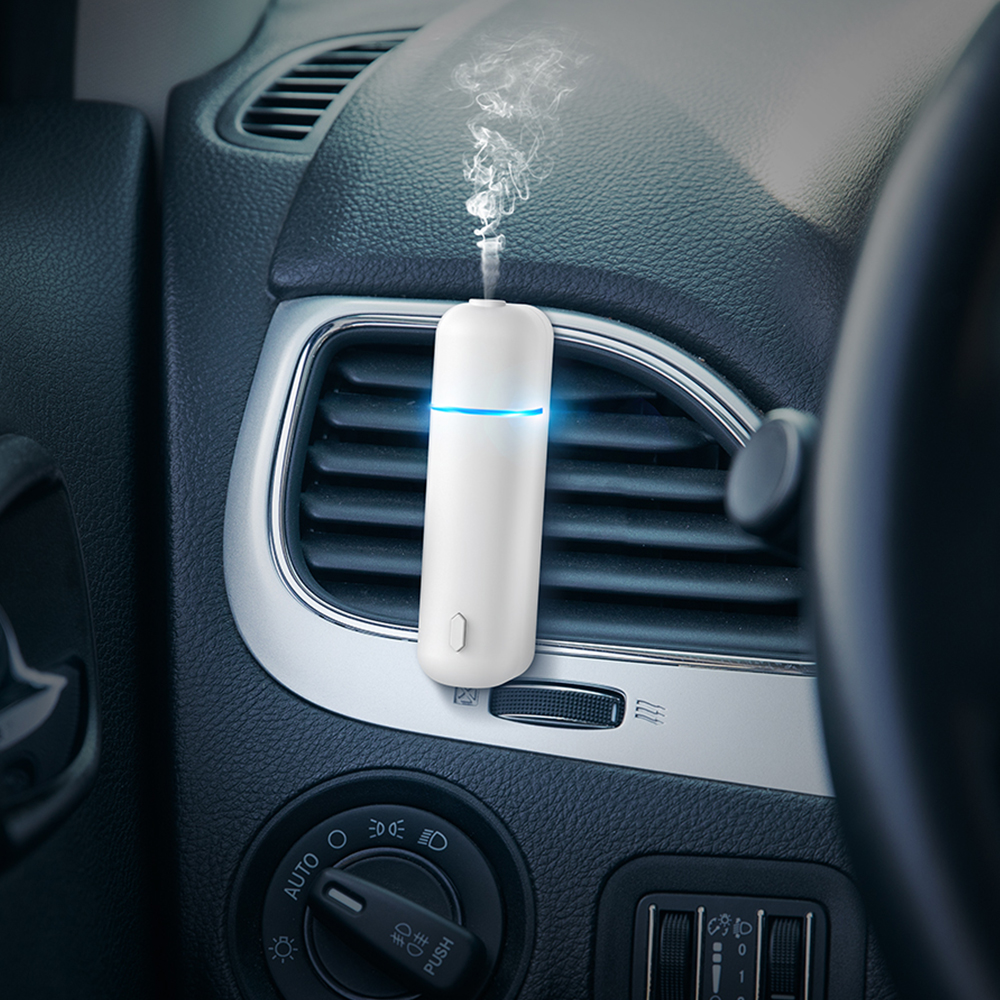 SCENTA Роскошный мини-USB автомобильный освежитель воздуха с зажимом для вентиляции, пользовательский ультразвуковой перезаряжаемый Ароматизатор для автомобиля, освежитель воздуха с зажимом для вентиляции