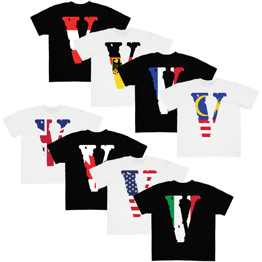 2021New Arrival T Shirt High Quality Cotton Plush Men T shirt Hip Hop Street Oversize National Flag Shirt Vlones