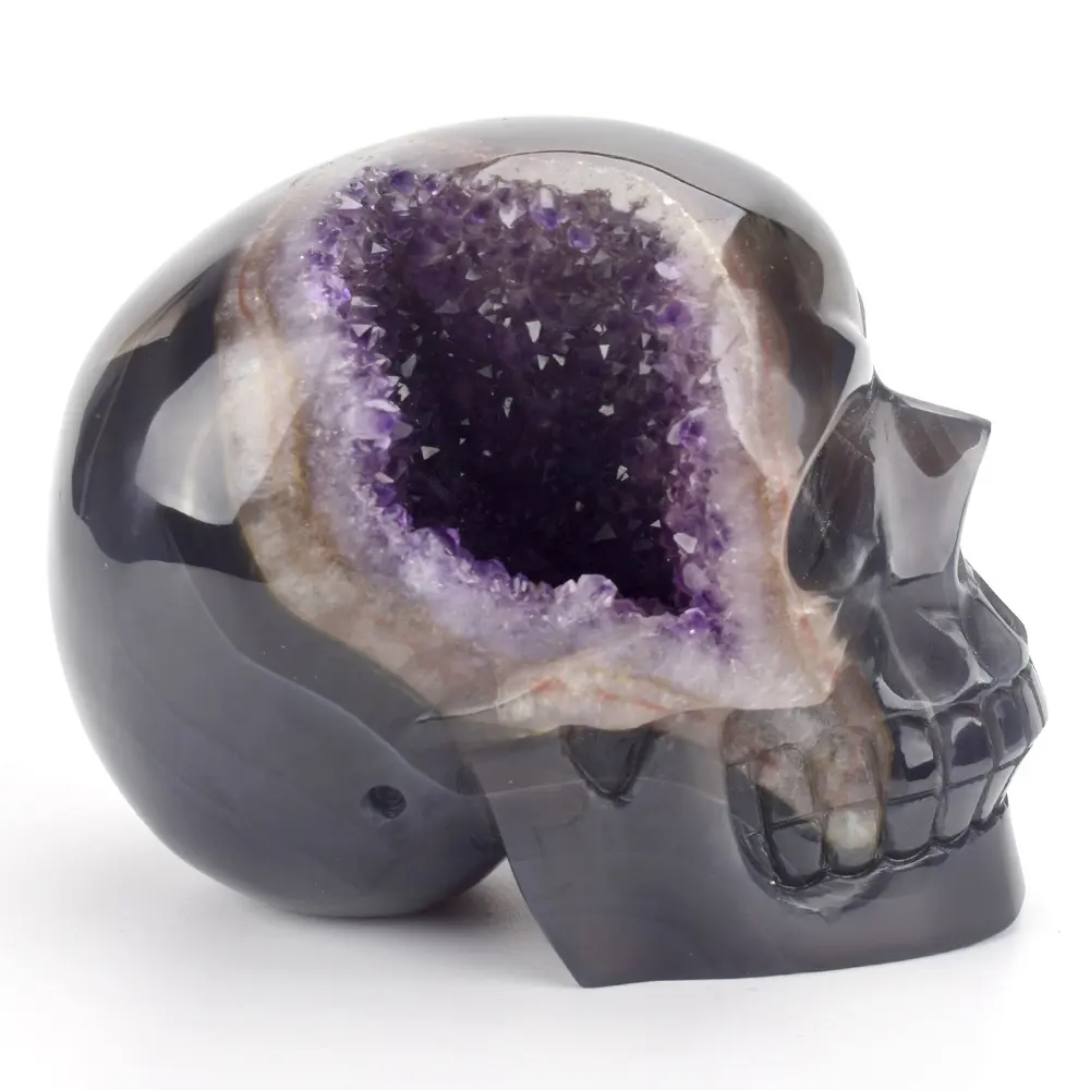High quality amethyst stone geode cluster levensgrote kristallen schedel