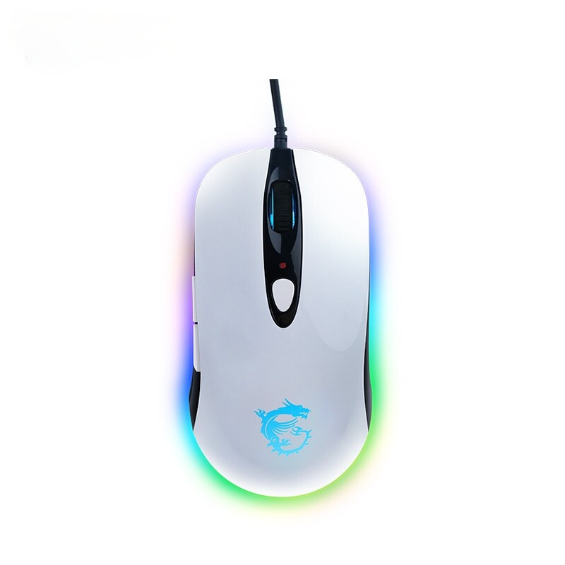 Мышь MSI DS102 RGB esports, Проводная игровая мышь RGB streamer, съедает куриную мышь, черно-белая