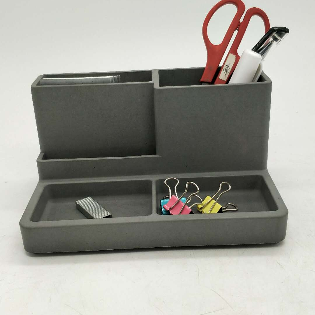 Factory wholesale cement concrete desk office organizer pen holder