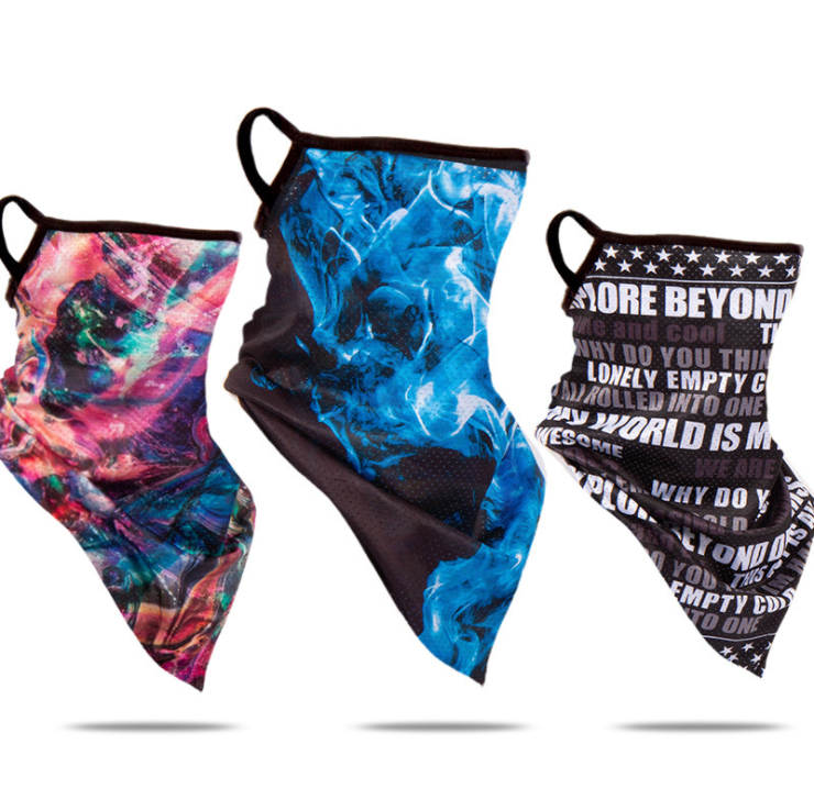 Multi-functional magic scarf cold sun protection cycling cover men and women printed hanging ear triangle towel