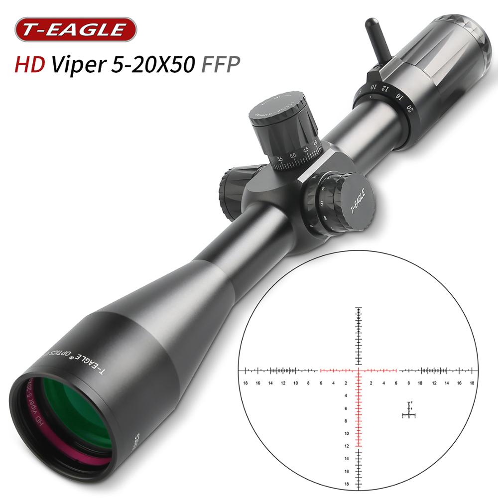 Оптовая продажа пятно T-EAGLE тачскрин Сенсорная панель 5-20x50FFP охотничий прицел зеркало травления стекла сетка светло-красный яркий охотничья оптика