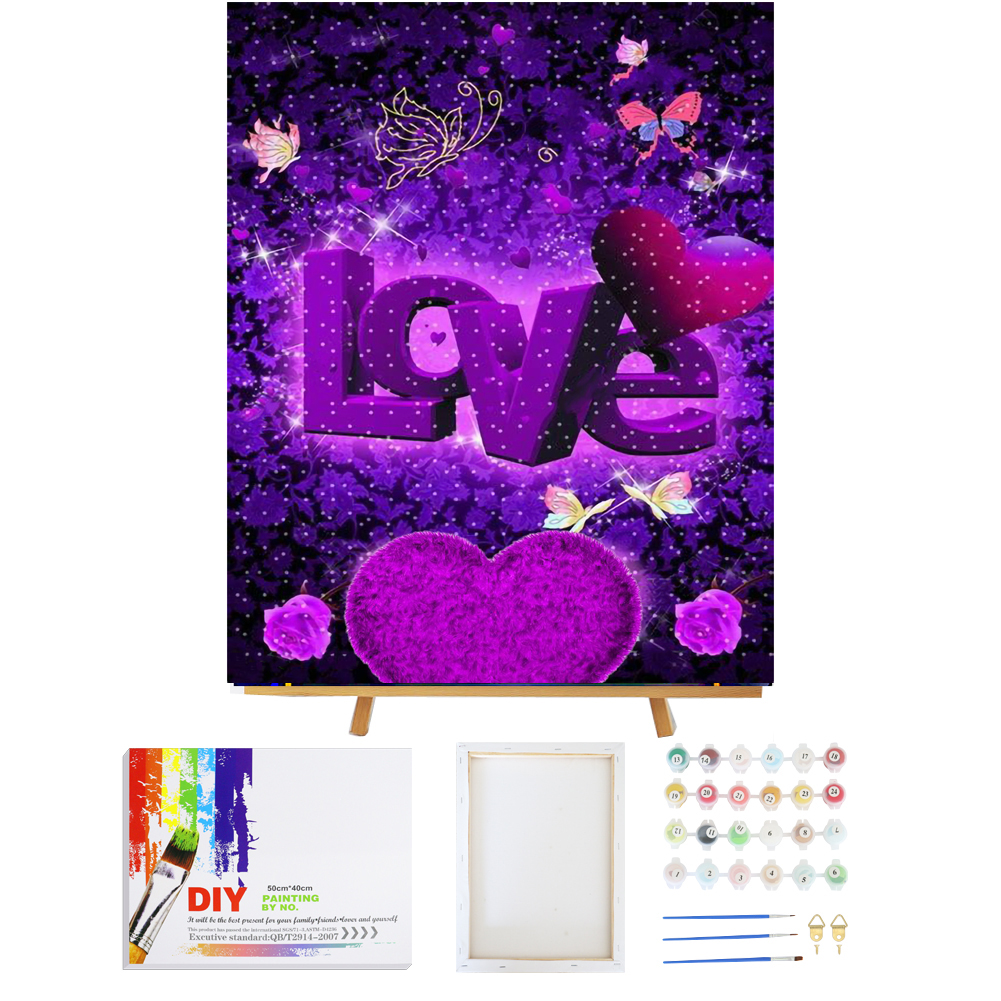 DIY Canvas Painting Paintworks Paint by Number Kits Adults Framed Love graphics customized Paint by Numbers for Kids Beginner