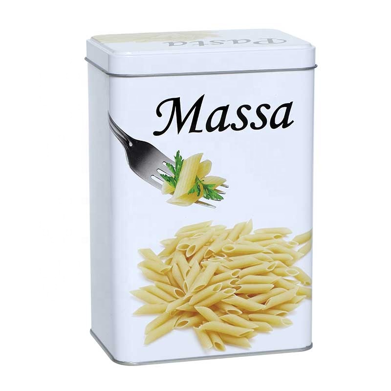 Food Grade Square Tin Can With Portuguese Massa/Doces/Frutos Design