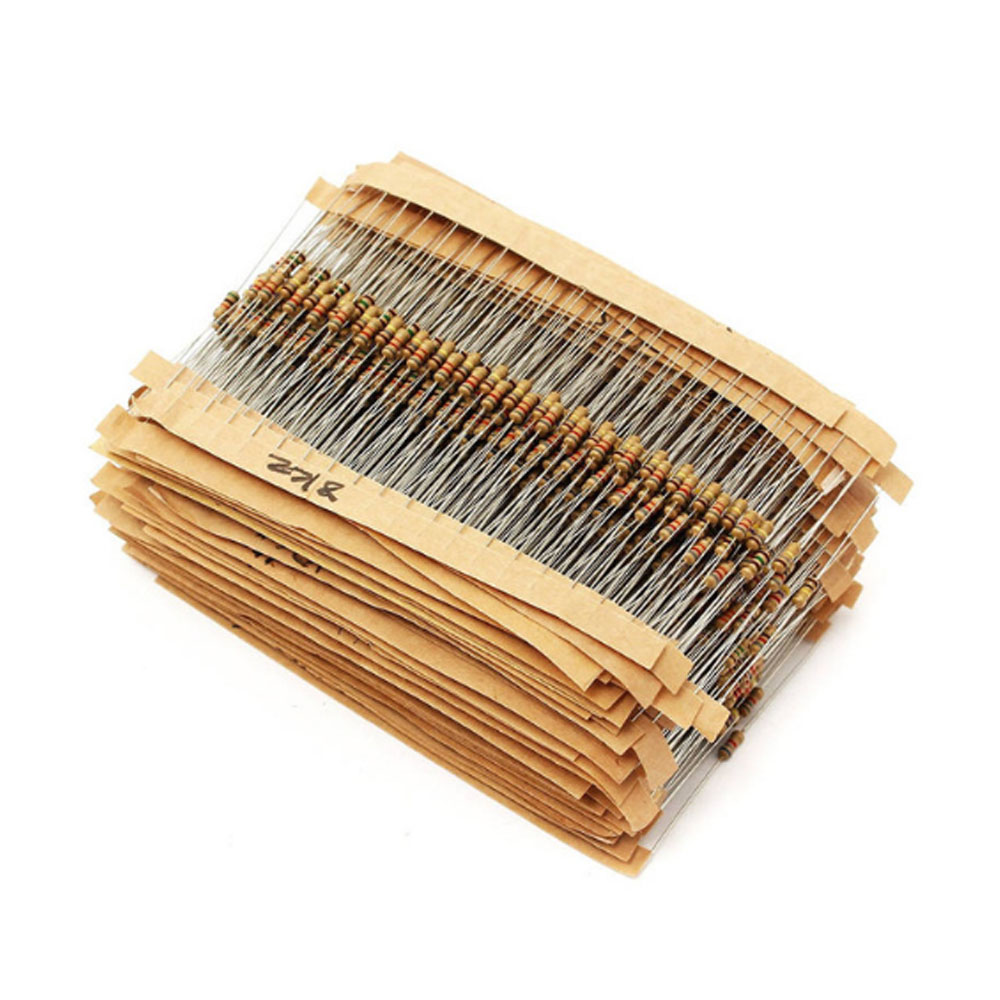 75 Values 1 ohm~ 10M ohm  1500pcs 1/4W Carbon Film Resistors Assorted kit 5% 8X2mm   Resistor Set pack