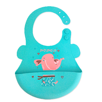 Animal pattern food drool catcher pocket bpa free waterproof silicone baby bibs