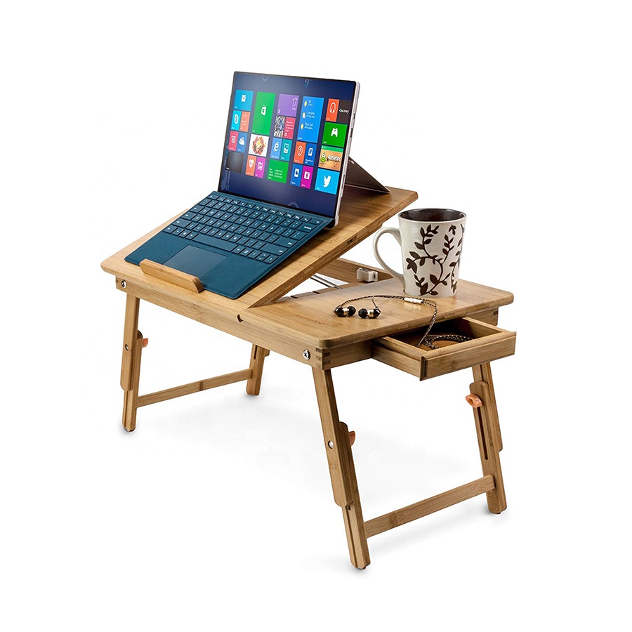 Eco Friendly Portable Adjustable Bamboo Laptop Tray Foldable Table