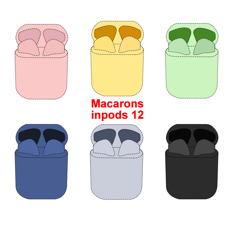 2021 г., разноцветные портативные наушники Macaron Audifonos с заушным крючком, наушники Inpods i12 TWS, беспроводные наушники