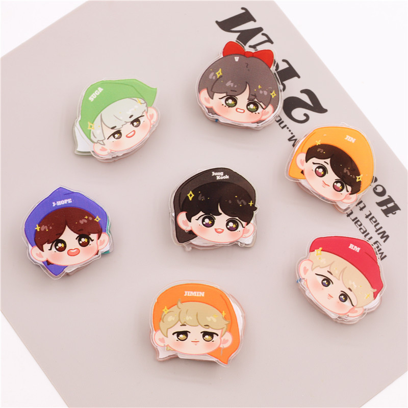 Оптовая продажа, пластиковый акриловый значок Kpop Bangtan Boys Cute Q Version