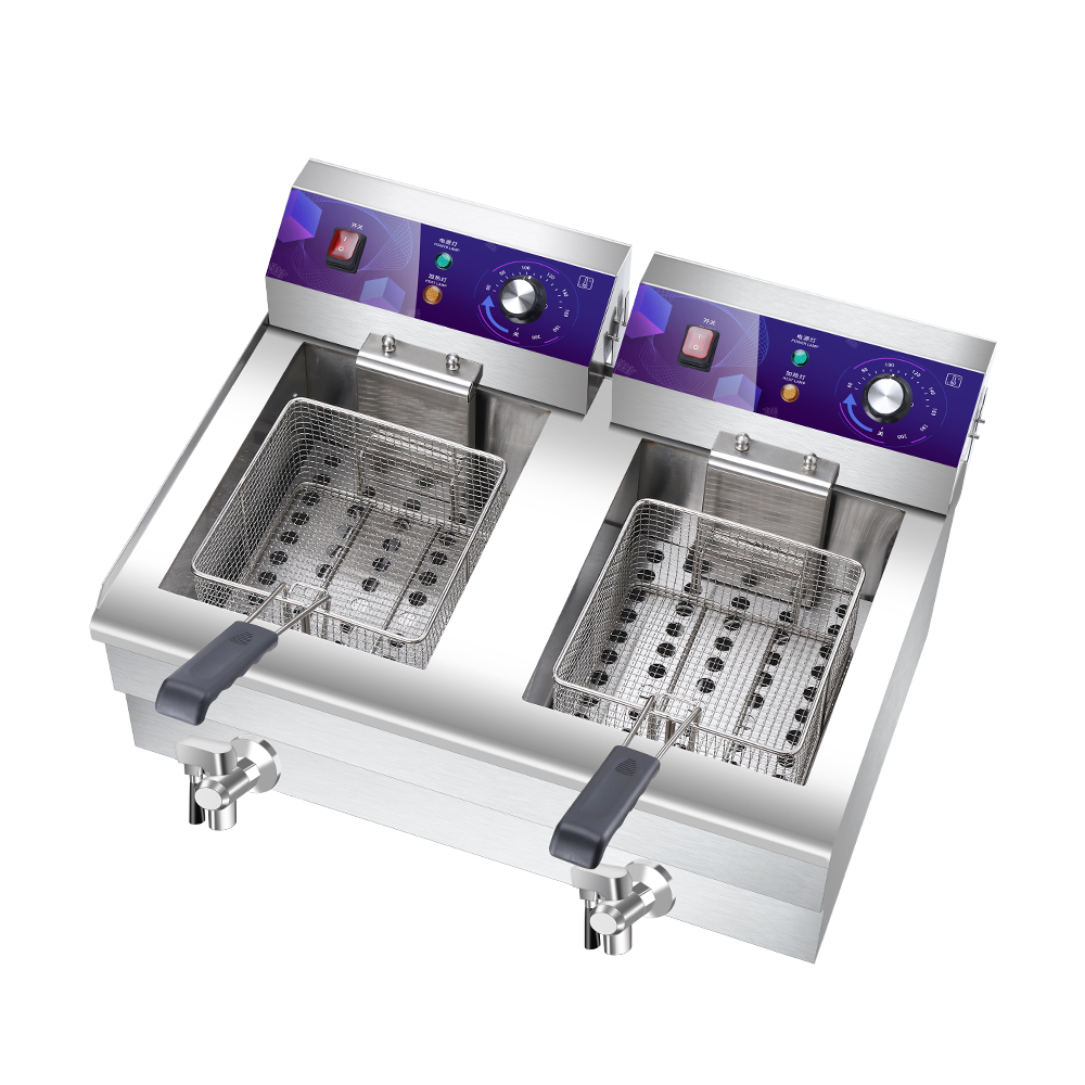 High quality 6kw table top 13L+13L Double tanks electric commercial chicken industrial deep fryer