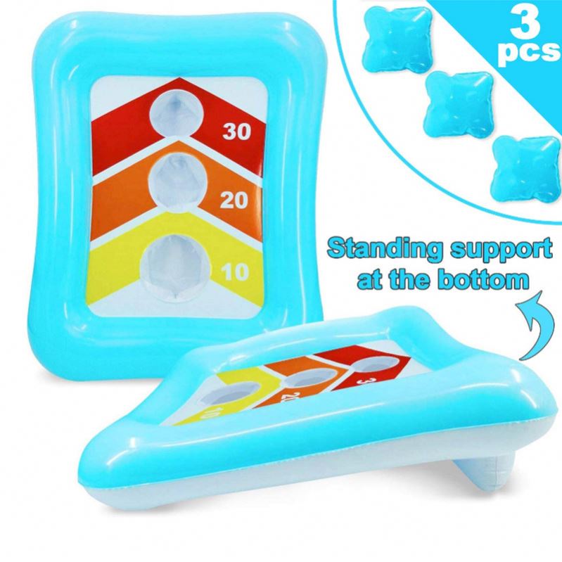 36" Inflatable Pool Ring Toss Games American Flag Swimming Pool Toys Floating Toss Game for Kids Adults Float Cornhole Board