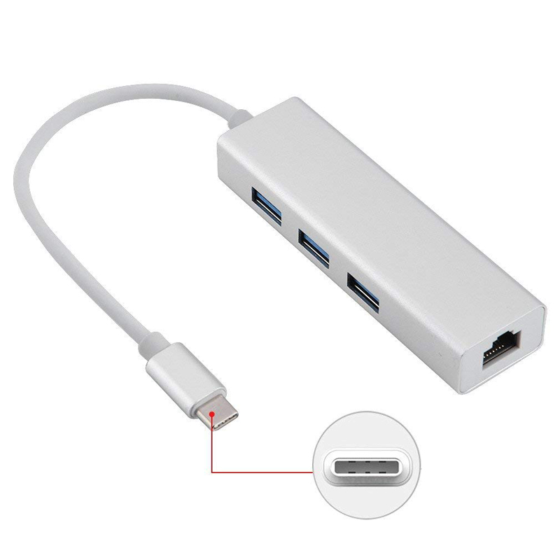 Тип C до RJ45 док-станция USB 3,1 Тип C USB-C до 3-портового USB 3,0 концентратор кабель с RJ45 Gigabit Ethernet LAN сетевой адаптер