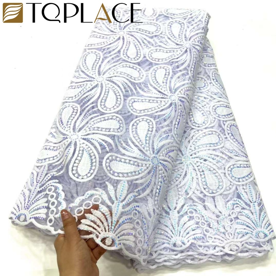 Mesh Lace Fabric for Wedding Party Dress French Lace Fabric Highed Embroidery Lace Fabric with Sequins White 100% Polyester 2kg