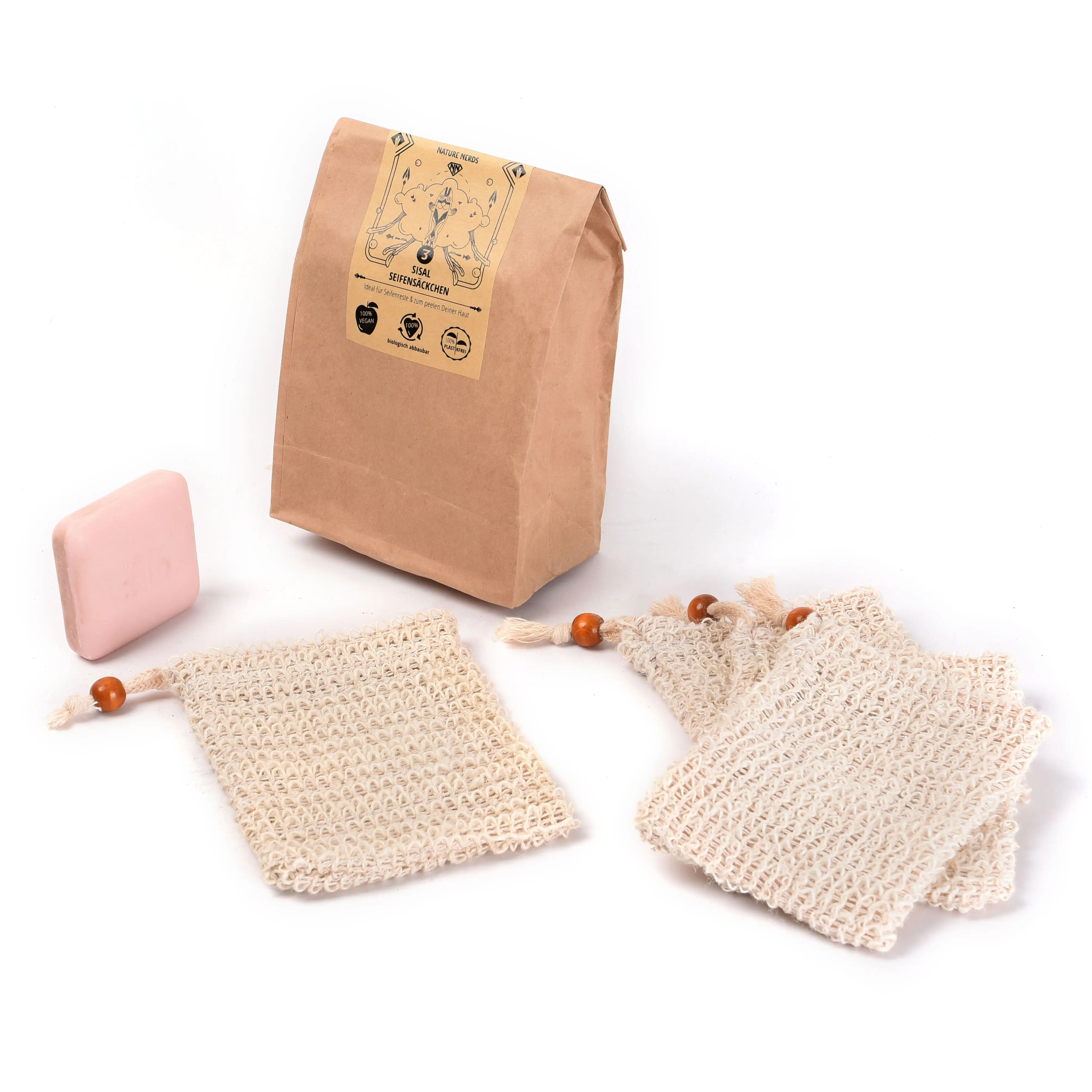 Wholesale Customized Size Sisal Soap Bag Free Sample Available soap sever bag