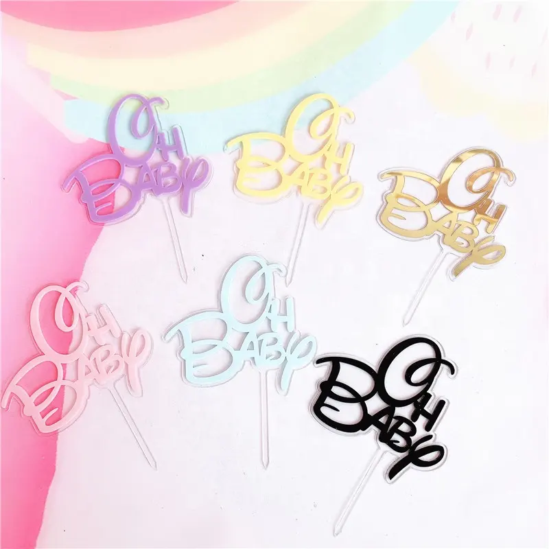 Candy color oh baby acrylic birthday cake topper