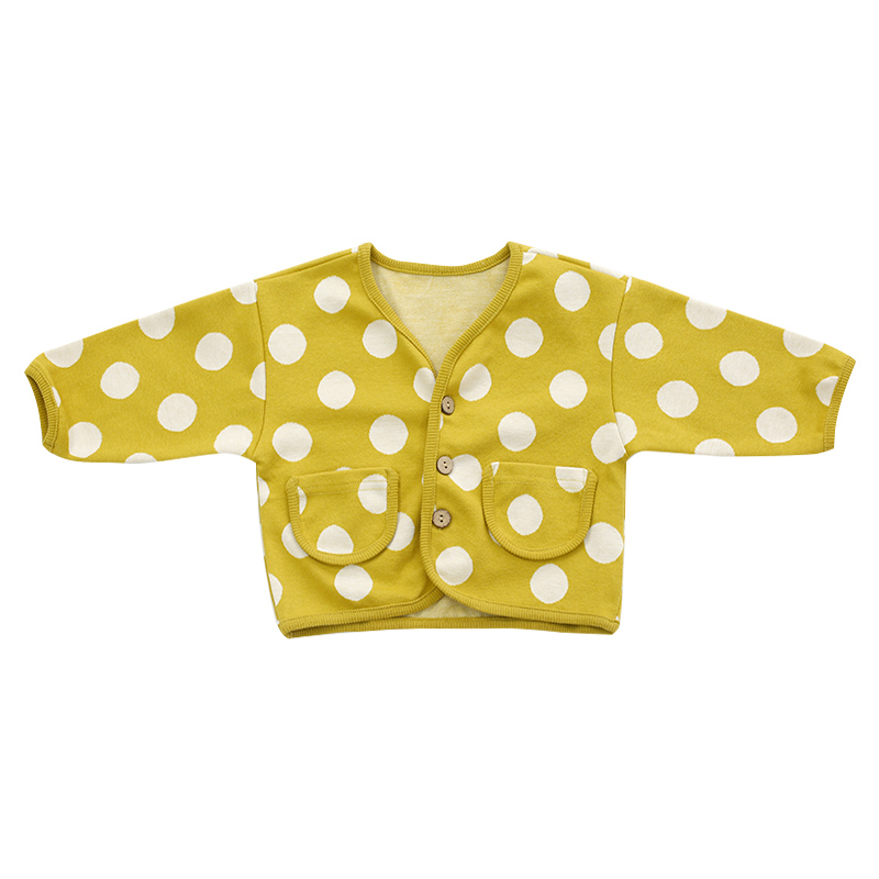 Милая желтая подошва, с длинными рукавами, 1-3 лет, Детское пальто; Сезон весна-осень; Платье с o-образной горловиной для малышей в горошек, пальто