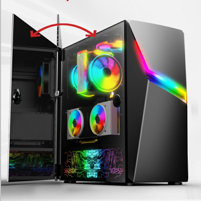 Игровой компьютерный чехол Rainbow ATX, чехол для ПК с закаленным стеклом, полоса ARGB и вентиляторы, новинка 2019