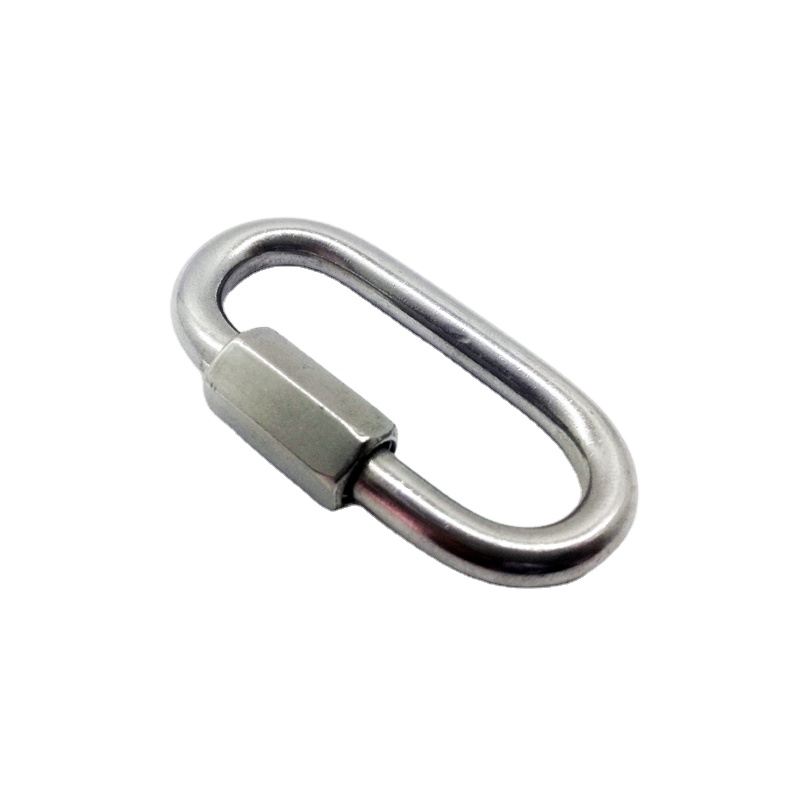 Heavy Duty Threaded Quick Chain Link Oval Locking Carabiner for Camping and Rope Connector