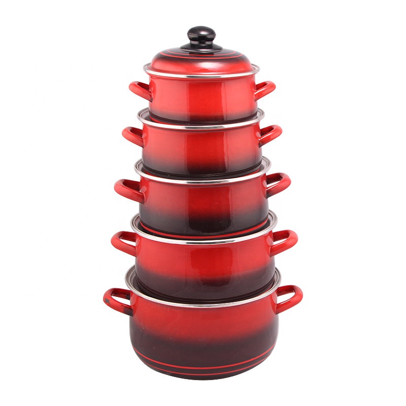 Hot Sale Customized Enamel Cooking Pots Set Wholesale Nonstick Enamel Cast Iron Cookware Sets Enamel Pot Set