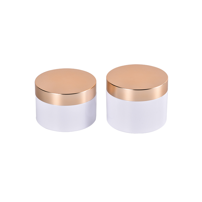 80ml/100ml/120ml White Cosmetic Skincare Creams Packaging Plastic Pet Cosmetic Cream Jars with Rose Gold Lid