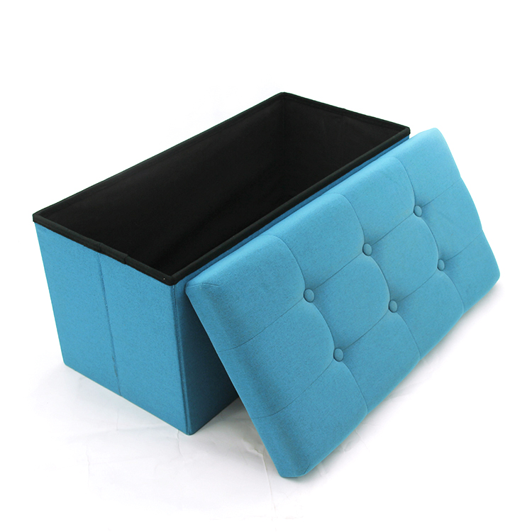 Customized popular long bench button design colourful folding storage ottoman 76*38*38 bench