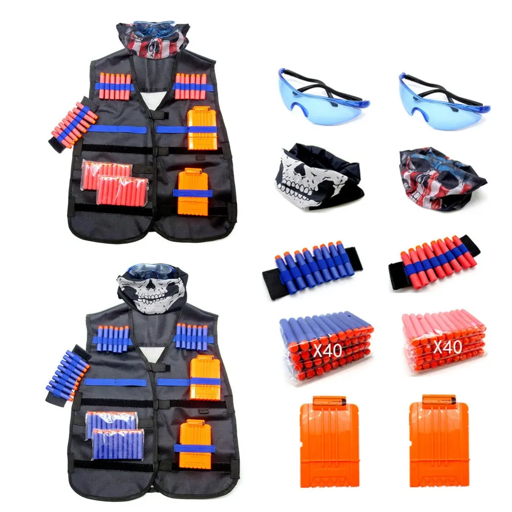 Gujia 2022 Wholesale Bullet Set Elite Game Small Plate Carrier Bandolier Nerf Kids Tactical Vest For Children Toy