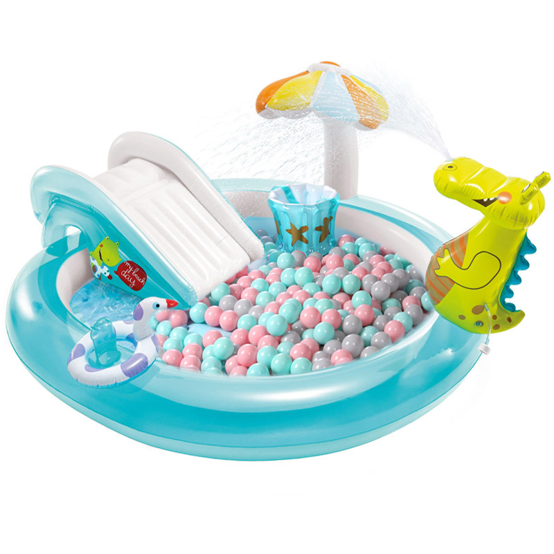 Wholesale high quality Intex 57165 Alligator Round Slide Spray Park Pool newleap inflatable slides combo water pool water slide