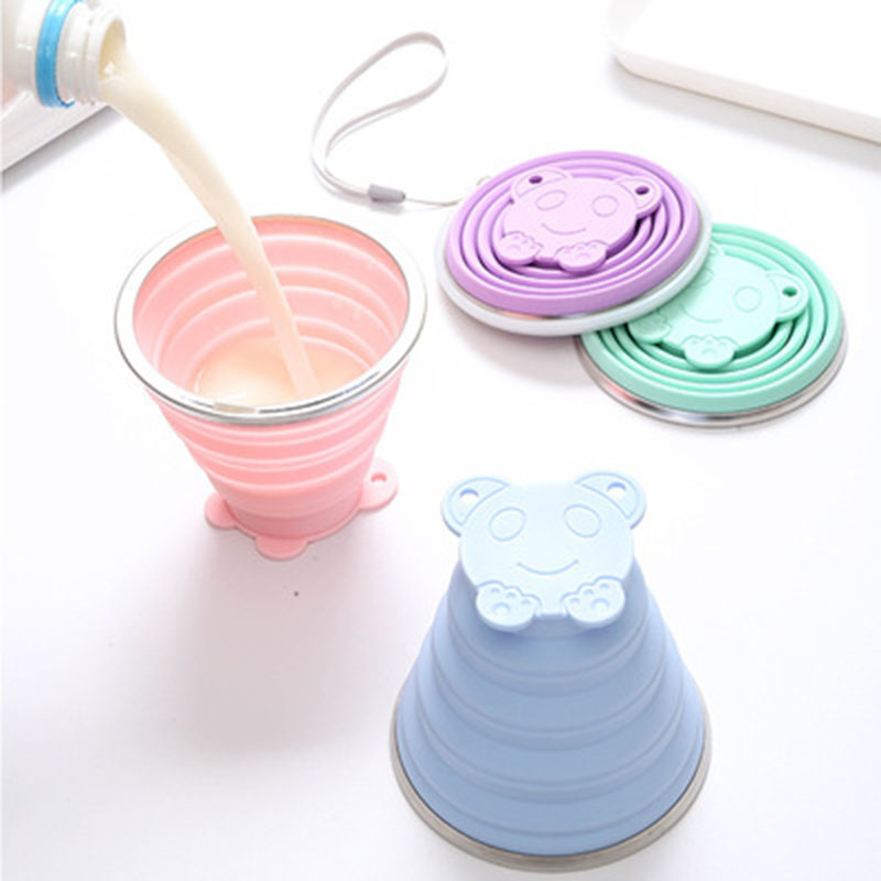 Cartoon Silicone Cup Travel Folding Water Cup Retractable Portable Coffee Cup