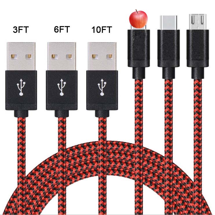 3 фута 6 футов 10 футов нейлоновый Плетеный Usb-кабель для зарядки Iphone зарядное устройство для мобильного телефона