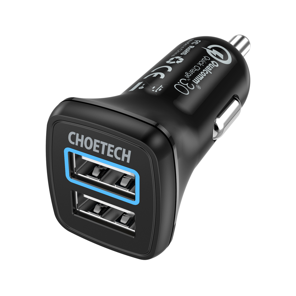 CHOETECH 30 Вт Зарядное устройство для автомобиля с двумя портами USB для iPhone 11 Pro Быстрая зарядка 3,0 Мобильный телефон QC 3,0 Автомобильное зарядное устройство для Huawei Samsung Xiaomi