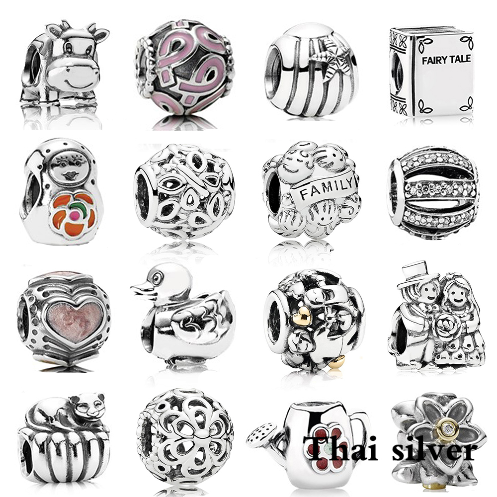 2021 NEW Thai Silver Retro Cow Butterfly Blooming Garden Watering Can Book Cat Beaded Charm Collection Original Limited Edition
