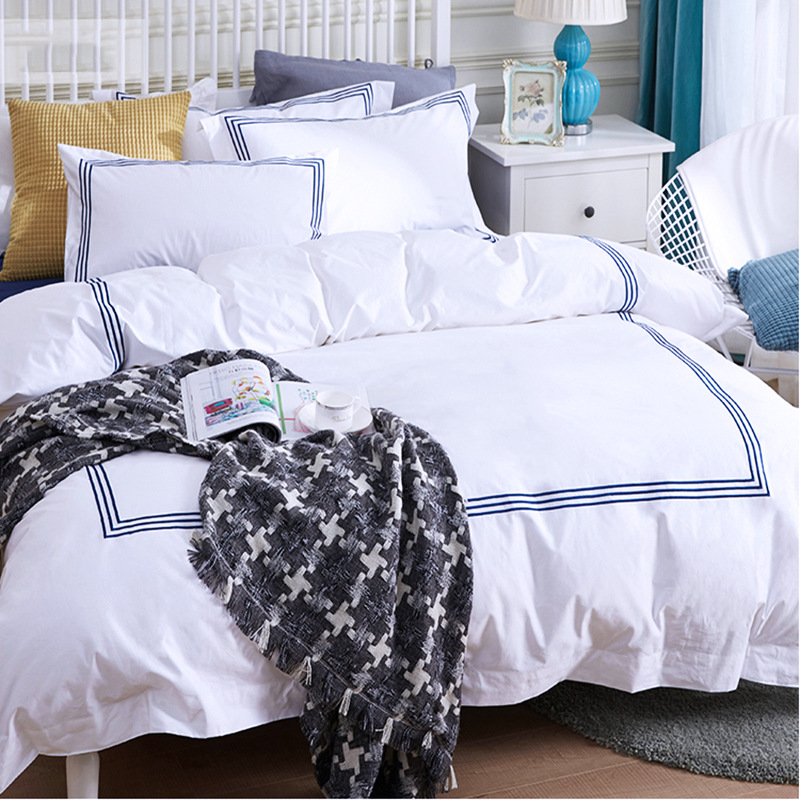 100% хлопковая простыня 500TC натяжная простыня 4-In-1Bedspread белый комплект постельных принадлежностей для отеля