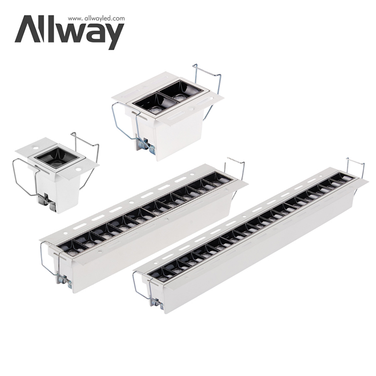 Energy Saving Aluminum Downlight School Public Facility 10W LED Recessed Linear Down Lamp