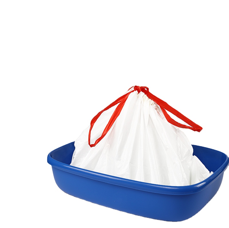 Biodegradable drawstring cat litter box liner bag plastic packaging bags for cat litter cat litter pouch bag