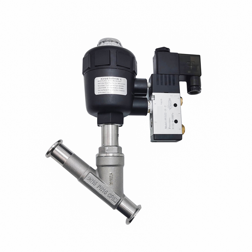 Sanitary Stainless Steel Plastic Actuator Clamp Type Angle Seat Valve