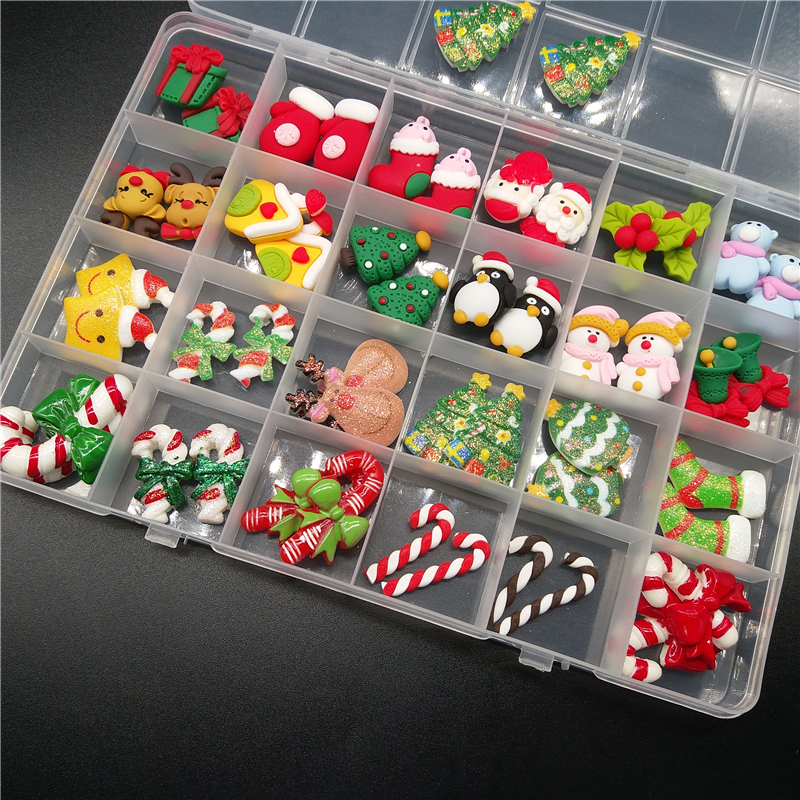 One Box New Design DIY Christmas nail charm Nail Art Rhinestones Deocration Accessories nail charms kawaii resin