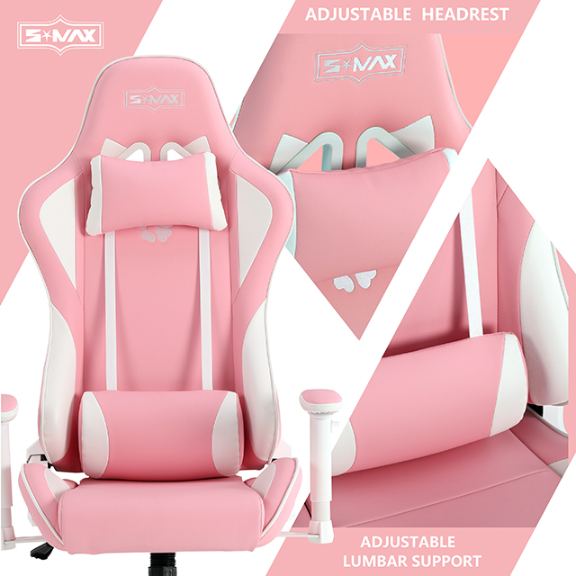 SX 2D металлический каркас розовый 160 регулируемый угол пу кожаный игровой стул