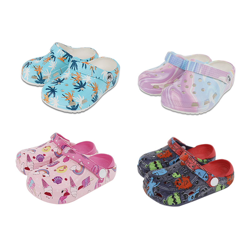 Babyhappy Wholesale Custom Print On Demand Beach Children Anti-slip EVA Kids Hollow Out Garden Chunky Clogs Slippers Sandals