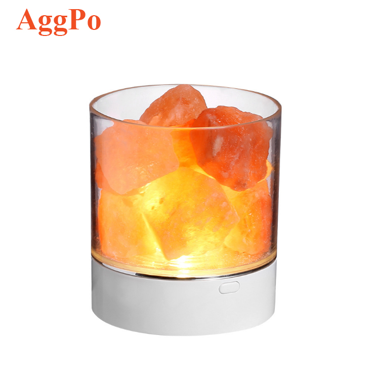 USB Himalayan Salt Lamp, Color Changing Nightstand Light Adjustable LED Modes Salt Rock Lamp