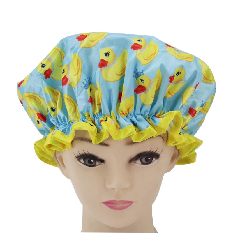 QUIET GIRL high duck shower caps Satin Reusable Custom Waterproof Shower Cap with Elastic