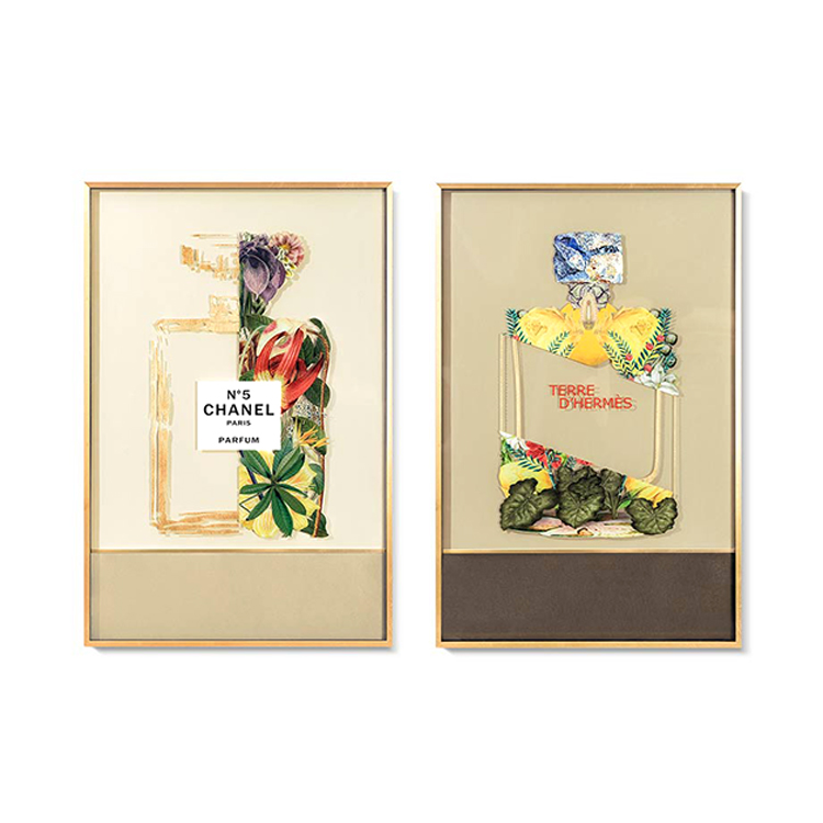 Professional Artist Design Handmade Framed perfume shape artwork modern mounting luxury painting wall art