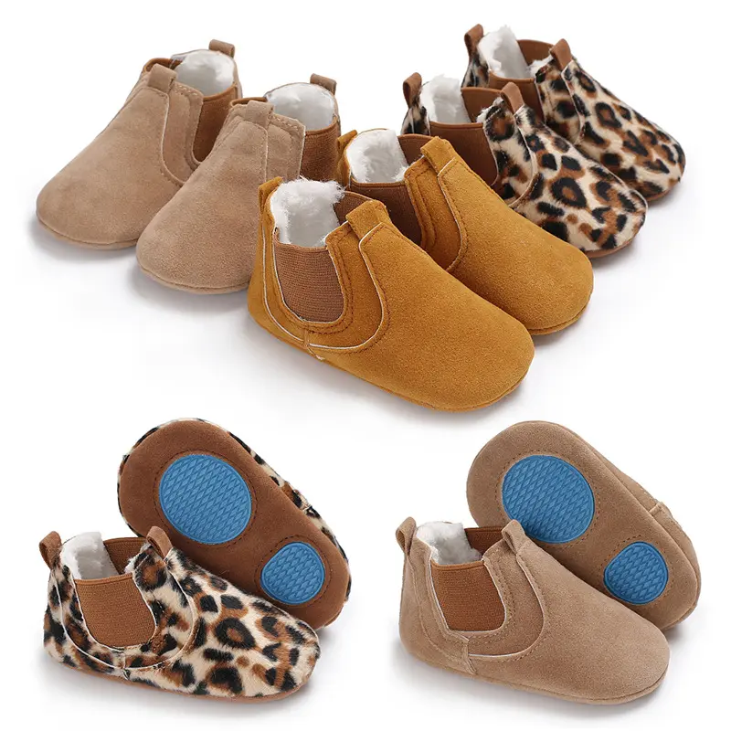 0-1 Year Baby Winter Hot Style Cotton Baby Toddler Shoes Leopard Cheetah Mustard Khaki Walker Non-slip Shoes