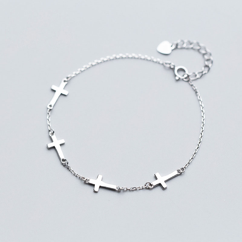 925 Sterling Silver Cross Shape Link Chain Anklets Women Foot Jewelry
