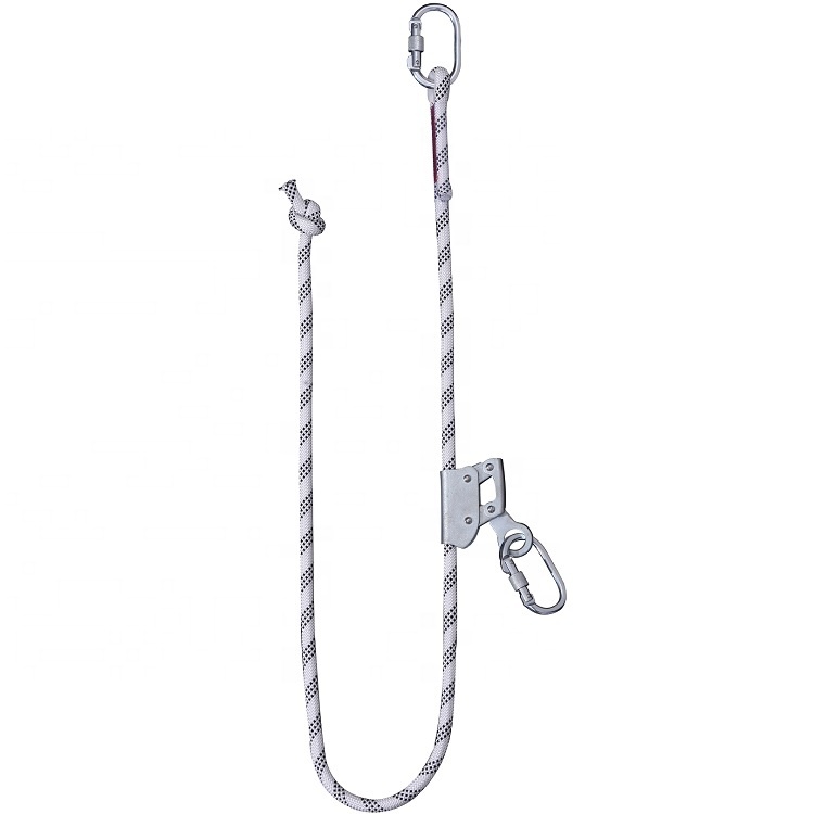 Factory price Mountain Climbing Rescue Fall Protection anti falling safety kernmantle rope lanyard with two carabiners and Grabs