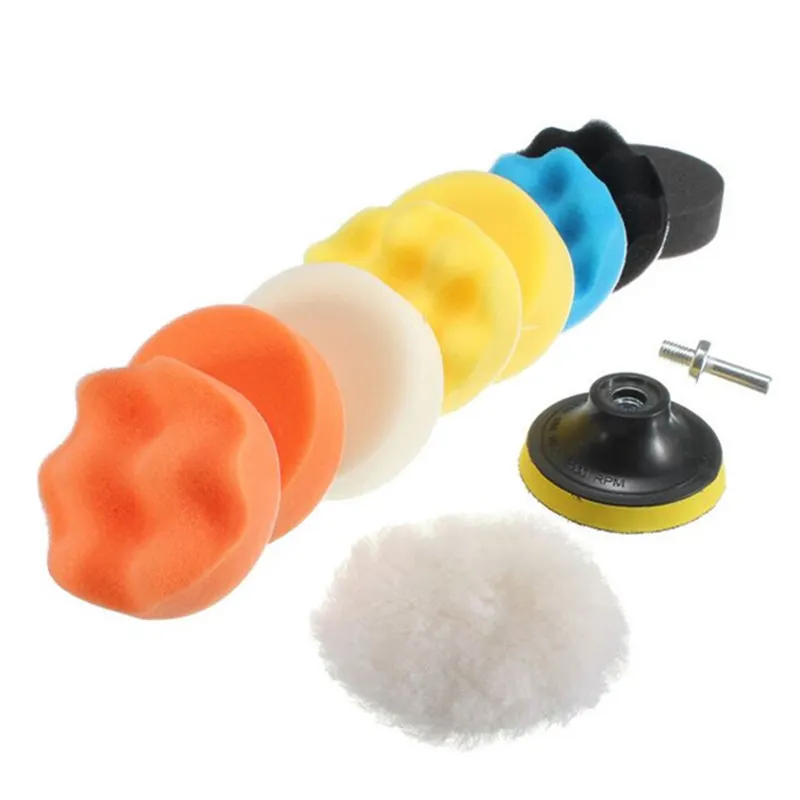 50MM Car Polishing Foam Sponge Kit Drill Adapter Buffing Pad Self-Adhesive Waxing Wool Set