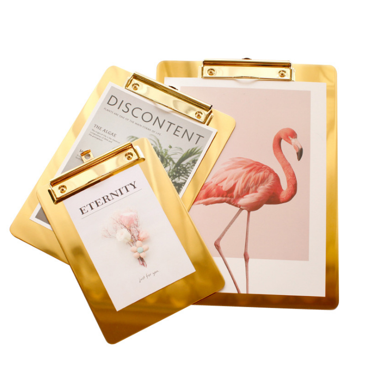 A4 A5 A6 Gold Golden Metal Stainless Steel Writing Paper Board Clipboard For School And Office